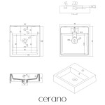 CERANO - Umyvadlo z litého mramoru Esme - s přepadem - bílá matná - 45x45 CER-679469