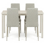 Jídelní set s 4 židlemi, 110x70x75cm travertin, ASE-1039 CRM2