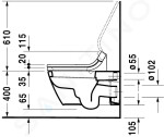 DURAVIT - Starck 2 Závěsné WC, WonderGliss, bílá 25330900001