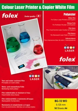 Folex BG-72 WO DIN A4 / Bílá lesklá polysterová fólie pro oboustranný tisk / laser / 50 ks (FO29729-125-44100)