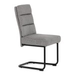 Židle jídelní, taštičkové pružiny v sedáku, madlo na opěráku, světle šedá látka, černý kov