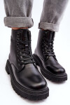 Botky Kožené Šněrovací Černé Big Star MM274375 37