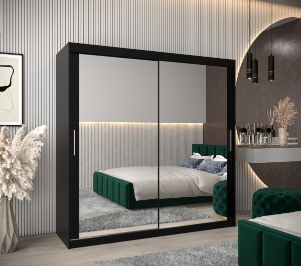 Šatní skříň Abi T3 Barva korpusu: Černá, Rozměry: 200 cm, Dveře: Černá