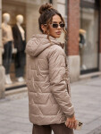Dámská prošívaná přechodová bunda s kapucí v barvě kamelové, FashionStreet TY5799 S