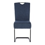Židle jídelní, taštičkové pružiny v sedáku, modrá látka, černý kov