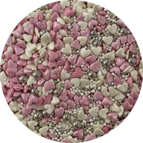 Dortisimo 4Cake Cukrové zdobení bílé, stříbrné a růžové Touch of Love (80 g) Besky edice