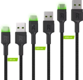 Green Cell KABGCSET01 černá / Kabel USB-A - USB-C / 2 m (KABGCSET01)