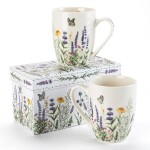 Sada porcelánových hrnků LEVANDULE A MOTÝLI v dárkové krabičc 350 ml 2 ks