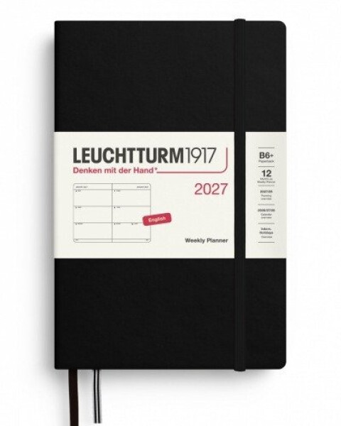 Týdenní plánovač Black, Paperback B6+ 2027, anglicky