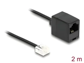 DeLock černá / Telefonní kabel / RJ11 (M) - RJ45 (F) / plochý / 2 m (88093)
