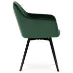 Jídelní židle, potah smaragdově zelená sametová látka, kovové nohy, černý matný lak