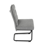 Židle jídelní, taštičkové pružiny v sedáku, madlo na opěráku, světle šedá látka, černý kov