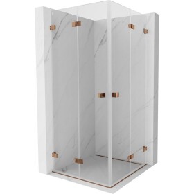 MEXEN/S - Lunar-F Duo sprchový kout skládací dveře 95 x 95, transparent, růžové zlato 836-095L-095P-60-00