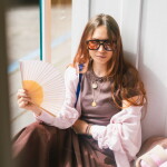 Bella Rose Látkový vějíř Nude, béžová barva, dřevo, textil