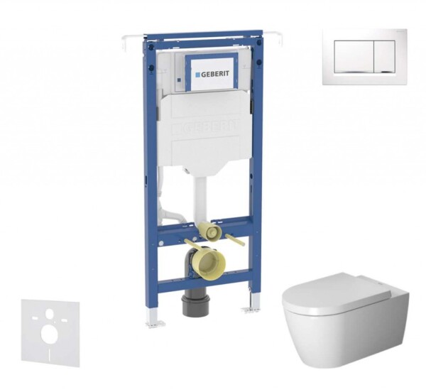 GEBERIT - Duofix Set předstěnové instalace, klozetu a sedátka Duravit ME by Starck, tlačítka Sigma30, Rimless, SoftClose, bílá/lesklý chrom SANI11CP3113