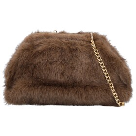 Stylová dámská plyšová crossbody kabelka Bateia, hnědá