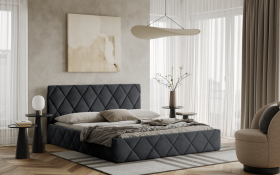 FRONTI Postel LUKA 160x200 tmavěšedá s úložným prostorem