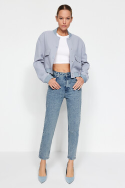 Trendyol Midnight Blue Slim Mom Jeans s vysokým pasem
