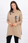 Oversize mikina asymetrickými boky camel barvy UNI