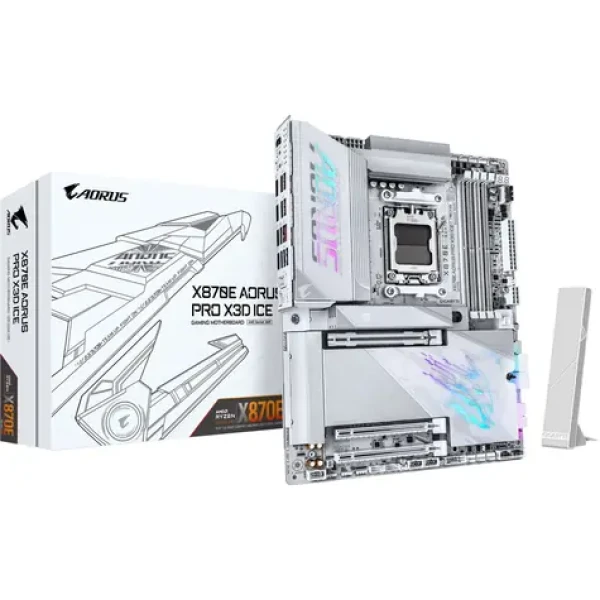 GIGABYTE X870E AORUS PRO X3D ICE / AMD X870 / DDR5 / SATA III RAID / USB / 5GLAN / M.2 / sc.AM5 / ATX (X870E A PRO X ICE)