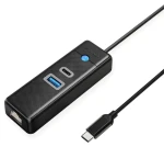 Orico PW3UR25-C3 černá / USB hub / 1x USB-A 3.0 / 1x USB-C 3.0 / 1x RJ45 2.5G LAN / kabel 0,5 m