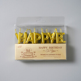 Dortové svíčky "Happy Birthday" zlaté 13ks