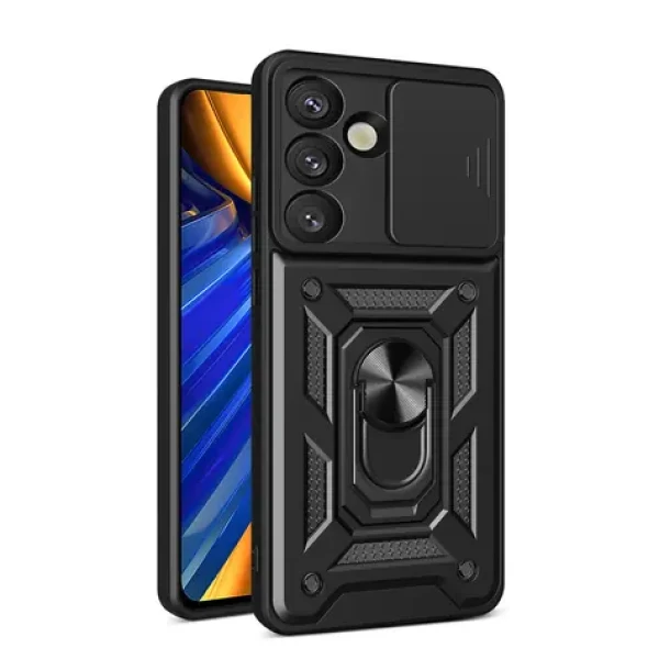 Hurtel Hybrid Armor Camshield černá / Kryt na mobil / Nothing Phone (3a) 5G / Stojánek / Kryt fotoaparátu