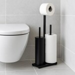 Erga Pap, držák toaletního papíru s WC kartáčem a zásobníkem na papír, černá matná, ERG-YKA-P.PAP-WC-FB