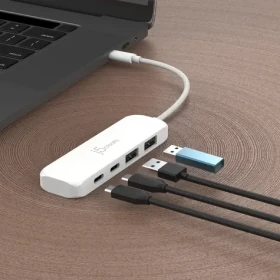 J5Create Eco-Friendly USB-C Hub bílá / USB hub / 4x USB-A + USB-C / recyklovaný plast (JCH342EW-N)