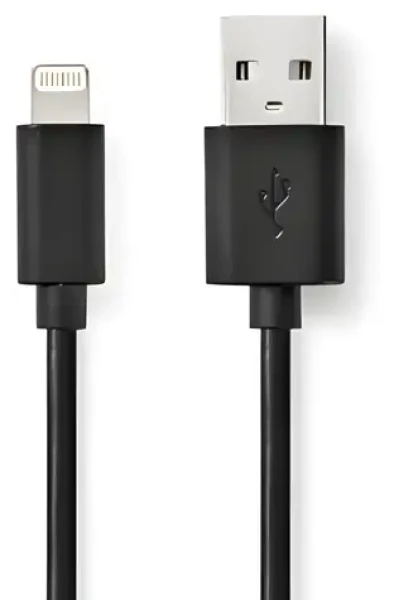 Nedis černá / Datový kabel / USB-A (M) - Lightning (M) / USB 2.0 / 480 Mbps / 1 m (CCGB39300BK10)