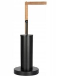 Erga Aurora Small Black, toaletní WC kartáč s dřevěným držákem na WC papír na postavení 19x19x56 cm, hnědá-černá, ERG-SEP-1340STLAZSBLA