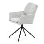Židle jídelní, krémová látka, noha černý kov, otočný mechanismus 360°
