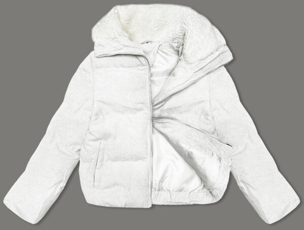 Bílá dámská manšestrová bunda s vysokým stojáčkem J Style (5M3230-281) odstíny bílé L (40)