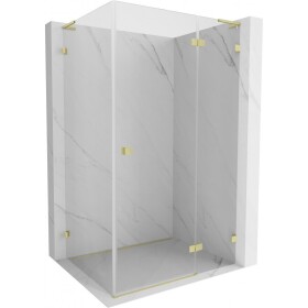 MEXEN/S - Lunar L sprchový kout dveře křídlové pravá 100 x 80, transparent, zlato kartáčovaná 834L-100-080-55-00-P