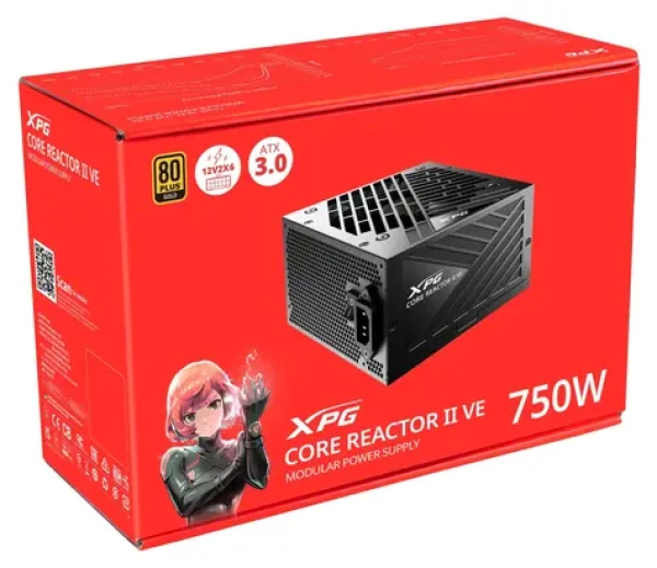 ADATA XPG CORE REACTOR II VE černá / Zdroj / 750 W / ATX 3.1 / 80 PLUS Gold / plně modulární / 12VHPWR konektor (COREREACTORIIVE750G-BKCEU)