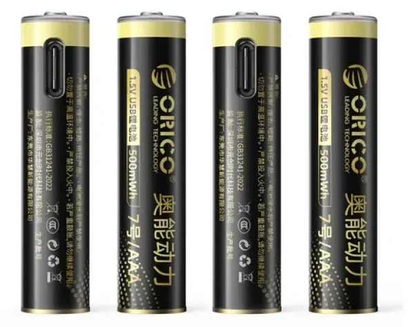 Orico Ener-G EG7C / Nabíjecí baterie AAA / lithiová / 1,5V / 500mWh / USB-C / 4ks