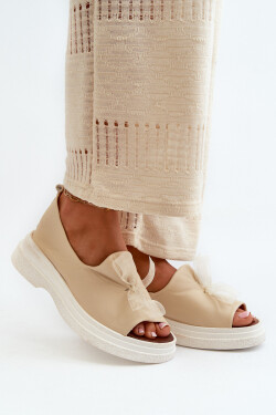 Zazoo 2939 Kožené Dámské Sandály S Mašlí Světle Béžové 37