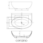 CERANO - Vana akrylátová Minoa - volně stojící - bílá lesklá - 164x95x58 CER-682765