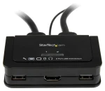 StarTech 2-portový HDMI KVM přepínač černá / KVM přepínač / integrovaný kabel 0,85 m / 1920x1200 px / USB (SV211HDUA)