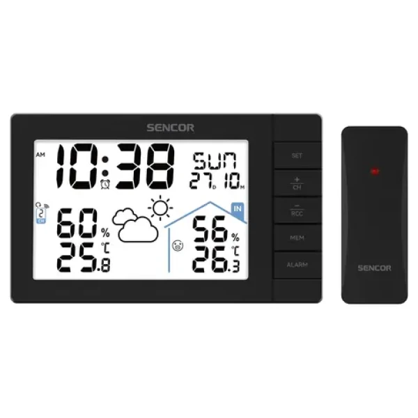 SENCOR SWS 3200 černá / Meteostanice / LCD / bezdrátové čidlo (8590669379286)