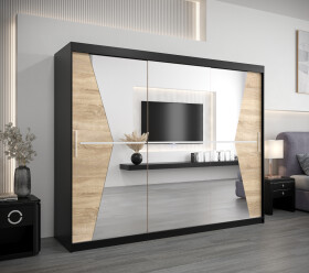Šatní skříň Abi Ma Barva korpusu: Černá, Rozměry: 250 cm, Dveře: Dub sonoma