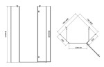 CERSANIT - Pětiúhelný sprchový kout JOTA 80X80X195, PRAVÝ, průhledné sklo, černý S160-011