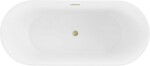 MEXEN/S - Flavia volně stojící vana 150 x 75, bílá/černá, sifon a přepad kartáčované zlato 54031507575-55