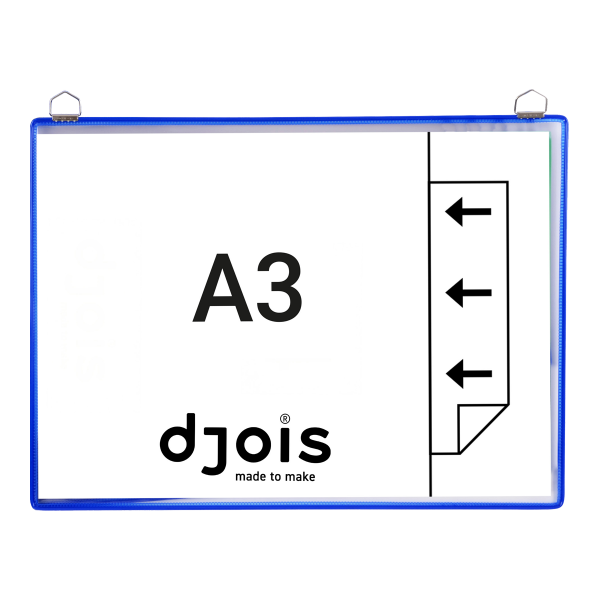 Djois rámeček s kapsou a dvěma očky, A3, otevřený bokem, modrý, 5 ks
