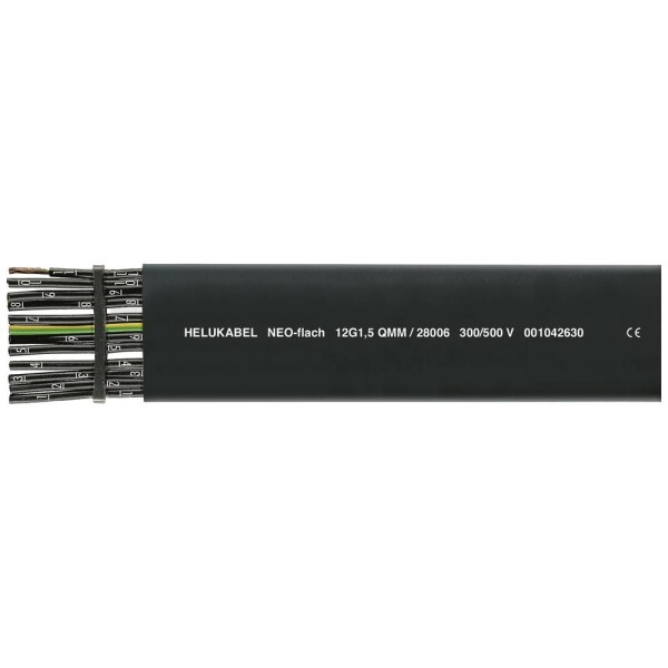 HELU 28007-500 plochý kabel 24 G 1.5 mm², 500 m, černá