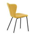 Židle jídelní, žlutá látka, nohy černý kov