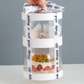 Cake star Plastový kulatý box na cupcakes nebo Bento dort bílý 2 patra (na 6ks)