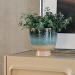 HK living Kameninový obal na květináč Retro Lagoon 20 cm, modrá barva, keramika