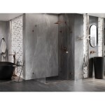 MEXEN/S - Lunar-F sprchový kout skládací dveře pravá 90 x 80, transparent, różowe złot 836-090-080-60-00-P