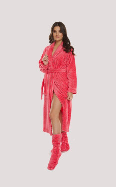 Dlouhý dámský župan De Lafense 548 Melanie S-2XL lososové tečky XXL